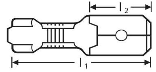 Flachstecker lang mit Rast 2,8mm speziell für jap. Steckgehäuse, Unisolierte Flachsteckverbindung, Kabelschuhe und Steckverbindungen