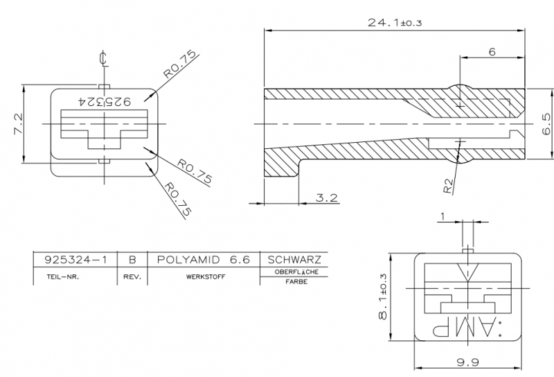 4-Polig AMP Superseal 0,75 - 1,5 mm² Stecker Steckverbinder Box, 22,0